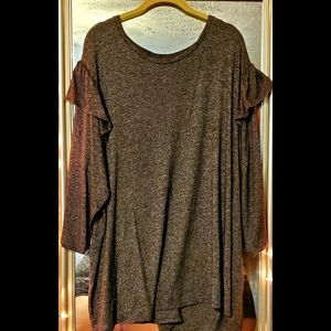 Ava&Viv Ruffle Shoulder Top